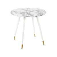 mesa de comedor blanco dorado 80 cm mdf marmol patas metal gutiere