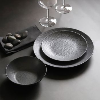 Plato de postre (x6) gres gris oscuro