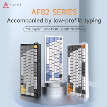 Teclado de membrana AJAZZ AF82, compacto con 82 teclas (75%), conexión de tres modos, batería de 4000 mAh, retroiluminación RGB, teclado inalámbrico con Bluetooth para oficina y juegos, compatible con
