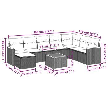 Conjunto De Sofás De Ocio Al Aire Libre (incluye Cojines, Set De 9 Piezas)