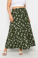 yours falda larga escalonada verde estampada mujer curvy y tallas grandes yours