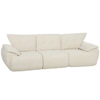 homcom sofa de 3 plazas 260 cm de chenilla modular sin armazon con asiento extra ancho y profundo reposabrazos anchos crema   aosom espana