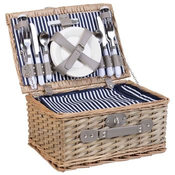 Cesta de picnic azul 40x28x19