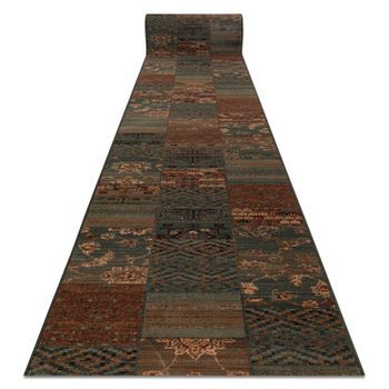 Alfombra De Pasillo Lana Kashqai 4327/400 Oriental, Patchwork Verde 67 67x1300 Cm