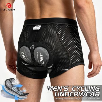 Pantalones cortos de ciclismo X-TIGER con almohadillas de Gel 5D, ropa interior de ciclismo de malla transpirable, pantalones cortos tipo bóxer MTB a prueba de golpes