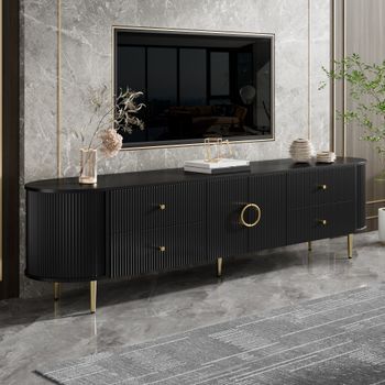Mueble De Tv - Mueble Para Salón - Mdf - Negro (180x40x53cm)