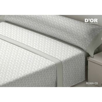 Juego De Sábanas D'or Roma Gris Cama De 150 Franela