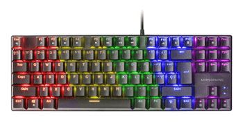 TECLADO MECANICO COMPACTO TKL MARS GAMING MK80 ITALIANO BLACK ILUMINACION 12EFECTOS SWITCH MARRON