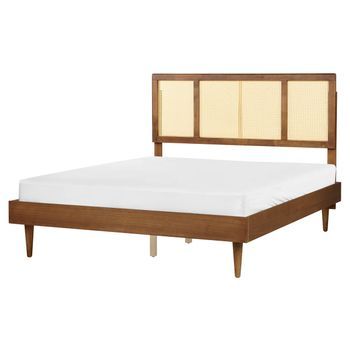 Cama Con Somier Moderno Cabecero Trenza Vienesa Madera De Caucho Clara 160 X 200 Cm Auray