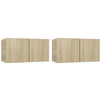 2 Uds Muebles Tv | Mueble De Salón | Armario Tv Colgantes Roble Sonoma 60x30x30 Cm