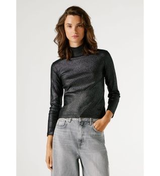 Pepe Jeans para mujer. PL5000075 Camiseta Balu negro (XS), Casual, Algodón, Manga larga