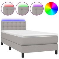 estructura de cama led con cabecero con somier colchon 90x200cm tela gris claro tdl0209448