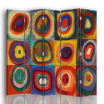 Legendarte - Biombo Prueba De Color - Wassily Kandinsky - Separador De Ambientes Para Interiores Cm. 180x170 (5 Paneles)