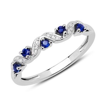 14 quilates anillo oro blanco diamantes y zafiros