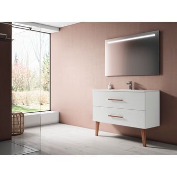Mueble Fusta 100 Cm 2c, Blanco Mate. Pack Mueble + Lavabo.