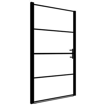 Puerta De Ducha De Vidrio Templado Negro 81x195 Cm Vidaxl