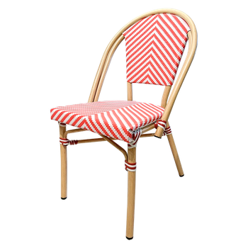 Silla París Roja - Aluminio Imitación Ratán Y Textilene - Apilable Eme Mobiliario