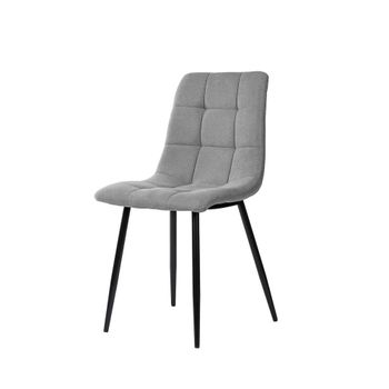 Silla de comedor acolchada gris claro con patas negras