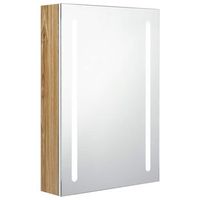 armario de bano con espejo y led blanco y roble 50x13x70 cm vidaxl