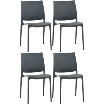 Set De 4 Sillas Apilables Maya Plástico Gris Oscuro 50x44x81 Cm Clp