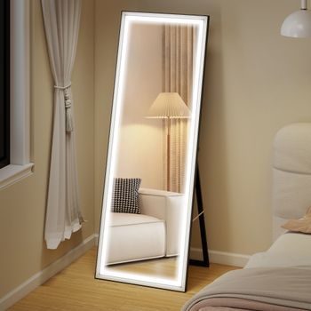 Espejo De Cuerpo Entero De Mdf Vidrio Homcom 165x60 Cm-blanco Y Negro