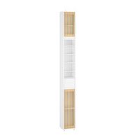 sobuy armario de bano con 6 estantes ajustables cajon y puertas de bambu blanco