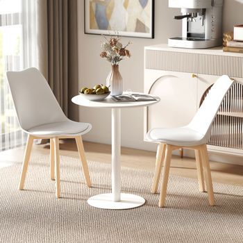 Mesa De Comedor De Acero Homcom Ø60x72 Cm Blanco