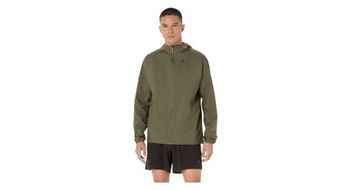 Chaqueta impermeable asics fujitrail elite caqui hombre