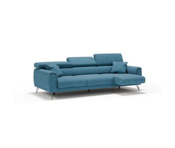 Caravaggio sofá de 3 plazas extensibles con reposacabezas ajustables en tejido impermeable 244 cm azul claro