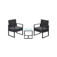 conjunto de muebles de jardin ratan para balcon terraza al aire libre marron  gris