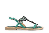 sandalias de ante y estampado moteado con accesorio de pedreria multi green
