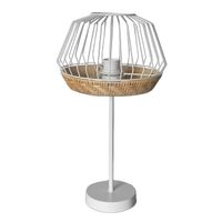 sobremesa hugo 1xe27 blanconatural 46x25x25cm cmetal y rattan