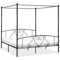 estructura cama con dosel sin colchon metal negro 180x200 cm vidaxl