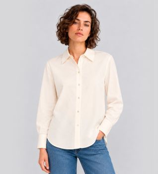 Marella para mujer. 2613191015200 Camisa Mpepato blanco crema (38), Casual, Algodón, Manga larga