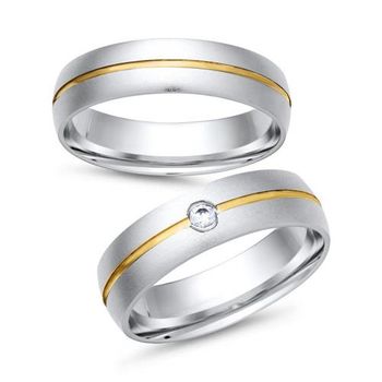 Alianzas 18 quilates oro blanco amarillo con diamante