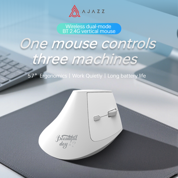 Ratón Inalámbrico Recargable A.JAZZ I300 con Bluetooth y 2.4G, Diseño Ergonómico Vertical, Ratón Óptico para Computadora