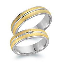 alianzas 14 quilates oro amarillo-blanco con diamante