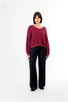 jersey de lurex con escote en pico red m