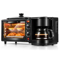 don feliz maquina de desayuno 3 en 1 con cafetera horno electrico y plancha antiadherente jarra de vidrio borosilicato 600 ml control independiente centro de desayuno multifuncion negro