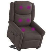 sillon reclinable masaje pie cuero sintetico marron brillante vidaxl