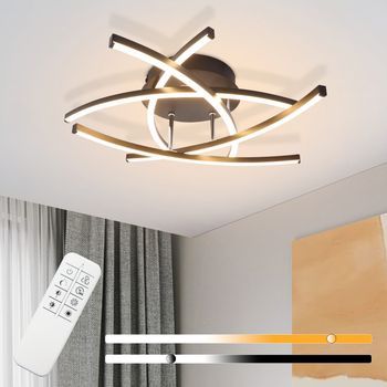 Nettlife Lámpara De Techo Led Para Dormitorio, Color Negro, Regulable, 32 W, Moderna, De Metal, Con Mando A Distancia