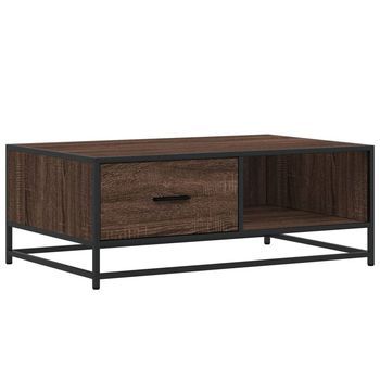 Mesa De Centro 90x57x35 Cm Madera Y Metal Trabajados - Marrón