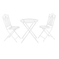 set bistro biella - 71 x 60 cm - set de muebles de jardin - 3-piezas - conjunto de muebles de exterior - mesa redonda con 2 sillas plegables - mesa de centro - metal - blanco encasa