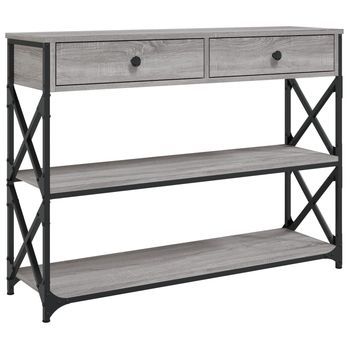 Mesa Consola | Mesa De Entrada | Mesa Auxiliar Madera De Ingeniería Gris Sonoma 100x28x75 Cm