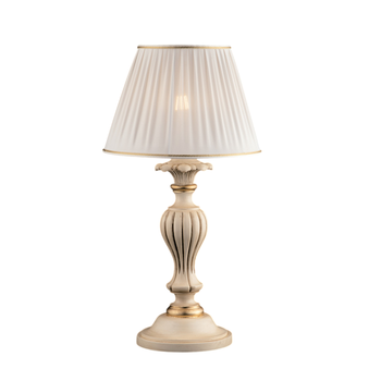Lámpara Leonardo De Madera Marfil Y Oro, 1 Luz Con Pantalla Dm.35 H.62 Ø35 Bl180-lm-av