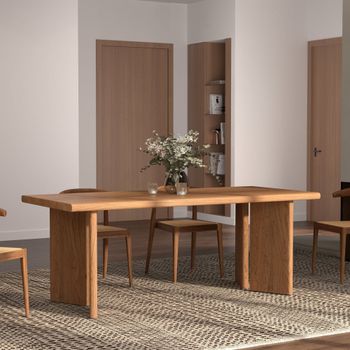 Mesa rectangular de madera de olmo para 8 personas