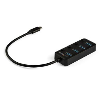 Concentrador USB-C StarTech.com HB31C4AB Versátil 4 Puertos USB 3.2 Gen 1, Interruptores Independientes, Alimentación por Bus, 5Gbps, Negro