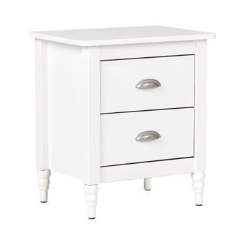 Mesita De Noche Moderna Retro Mesilla 2 Cajones Blanco Shillington