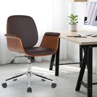 silla de oficina giratoria regulable en madera nogalmarron