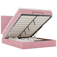 estructura cama otomana colchones terciopelo rosa 140x200cm vidaxl